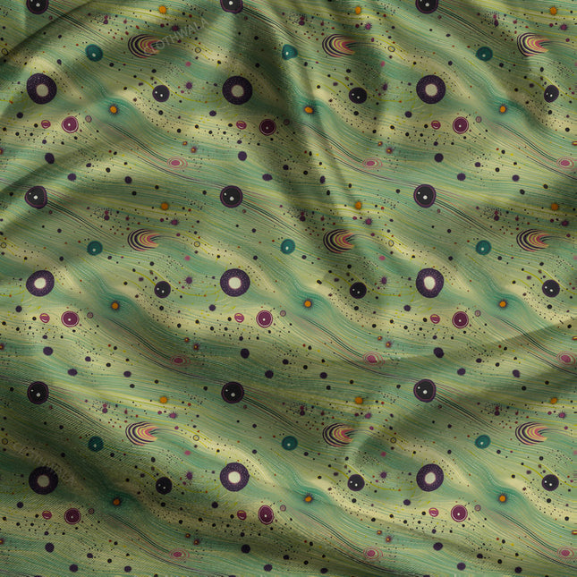 Must-Have Cosmic Whimsical Abstract Polka Rhythm uSoft Satin Printed Fabric