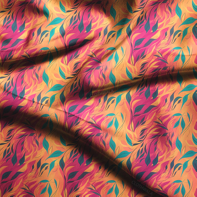Premium Tropical Abstract Blaze Soft Crepe Printed Fabric