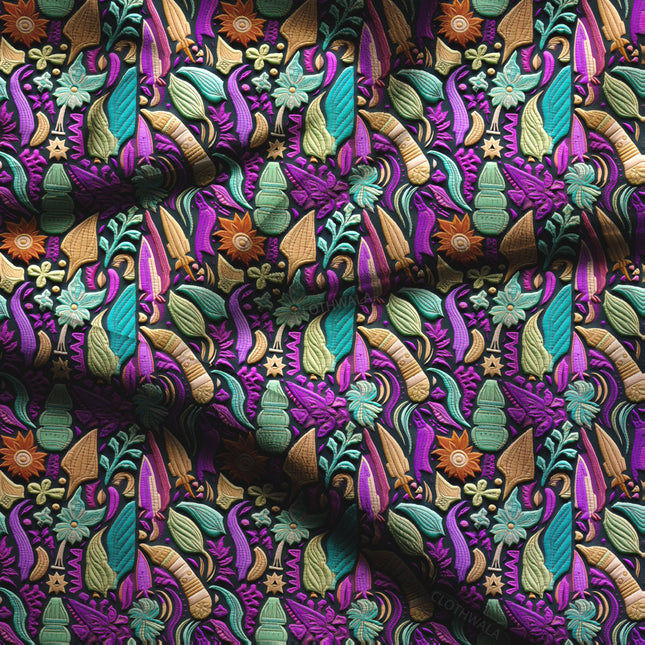 Limited Edition Mystic Botanical Garden Gala Soft Crepe Printed Fabric