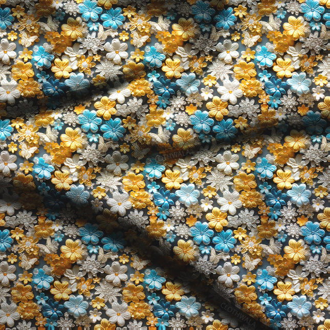 Exclusive Sunshine Floral Cascade Soft Crepe Printed Fabric