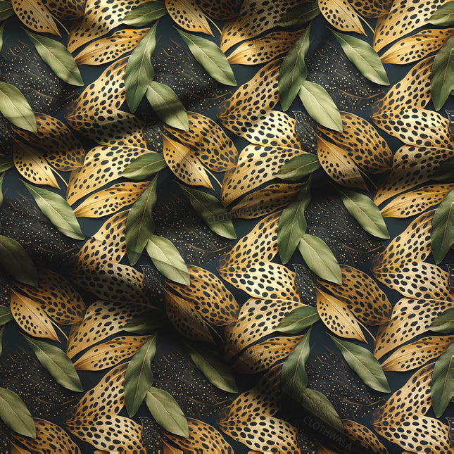 Premium Leopard's Nature Fusion Eden Soft Crepe Printed Fabric