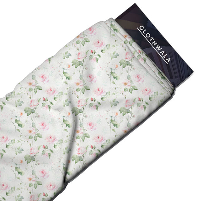 Elite Rosy Floral Serenade Soft Crepe Printed Fabric