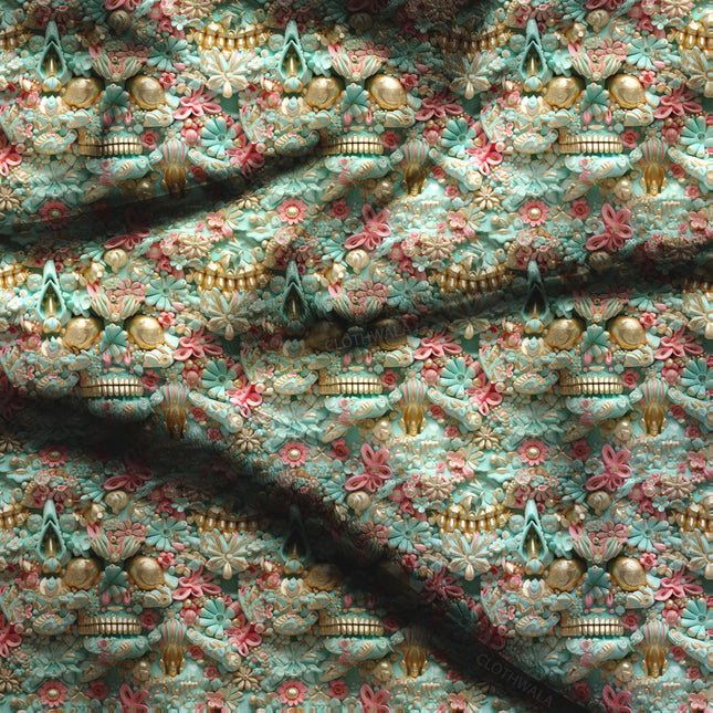 Premium Floral Vintage Treasure Trove Soft Crepe Printed Fabric