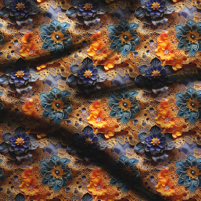 Exclusive Lace Garden Gala Soft Crepe Printed Fabric