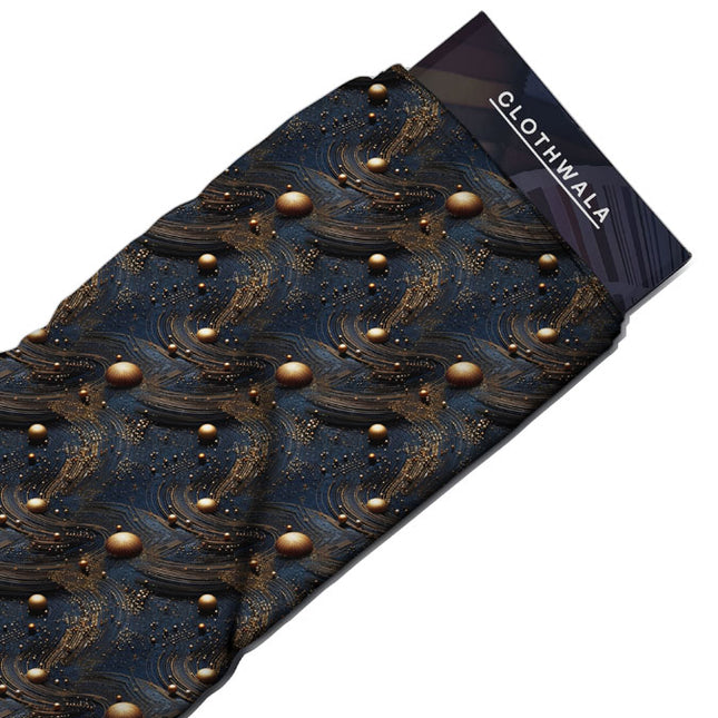 Premium Galactic Cosmic Elegance Soft Crepe Printed Fabric