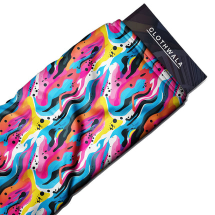 Latest Pop Abstract Art Splash uSoft Satin Printed Fabric