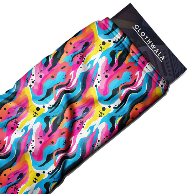Latest Pop Abstract Art Splash uSoft Satin Printed Fabric