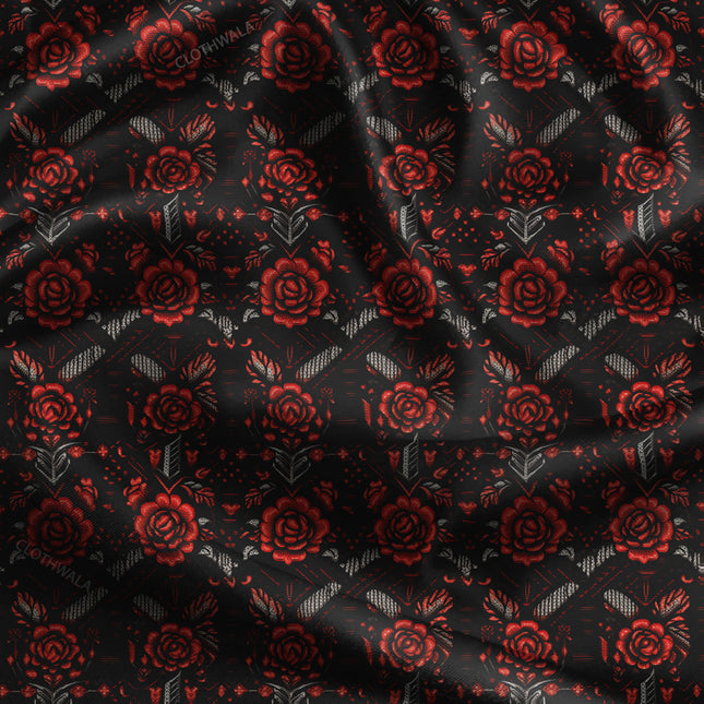 Trendy Pixel Arrow Bouquet uSoft Satin Printed Fabric