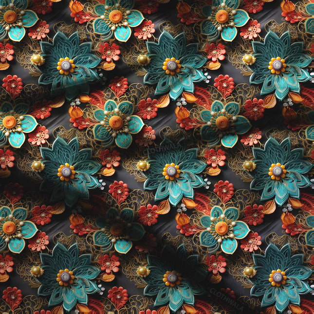 Exclusive Enchanted Floral - Whimsical Bloom Garden Soft Crepe Printed Fabric