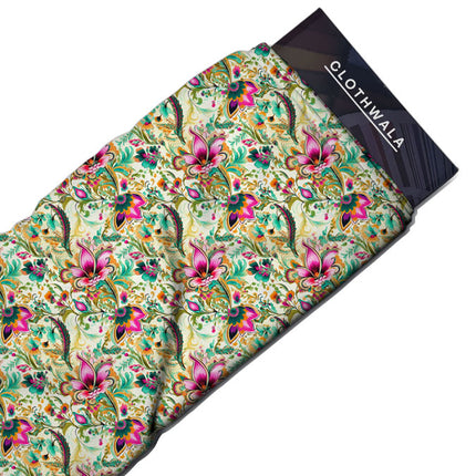 Bestseller Carnival Floral Fantasy uSoft Satin Printed Fabric