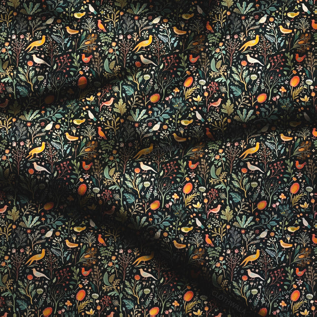 Latest Midnight Botanical - Nocturnal Sonata Bloom Ballad Soft Crepe Printed Fabric