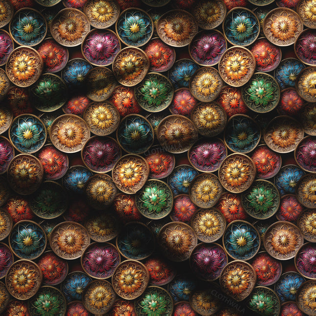 Exclusive Mandala Mosaic Majesty Soft Crepe Printed Fabric