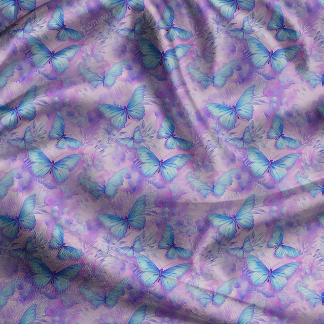 Luxury Lavender Nature Flutter uSoft Satin Printed Fabric