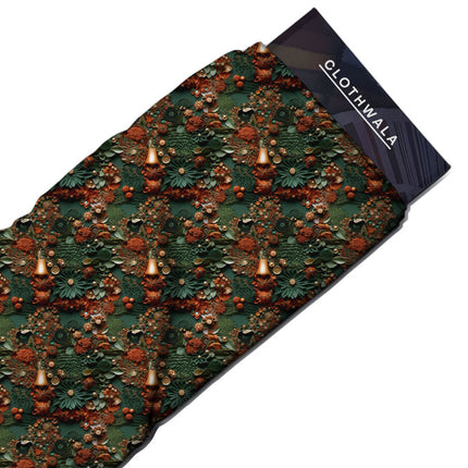 Hotpick Botanical Floral Mosaic Soft Crepe Printed Fabric