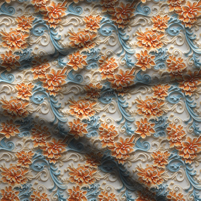 Luxury Floral Flourish Charm Soft Crepe Printed Fabric