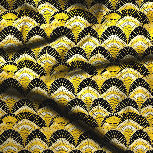 Premium Gilded Vintage - Deco Opulence Fanfare Soft Crepe Printed Fabric