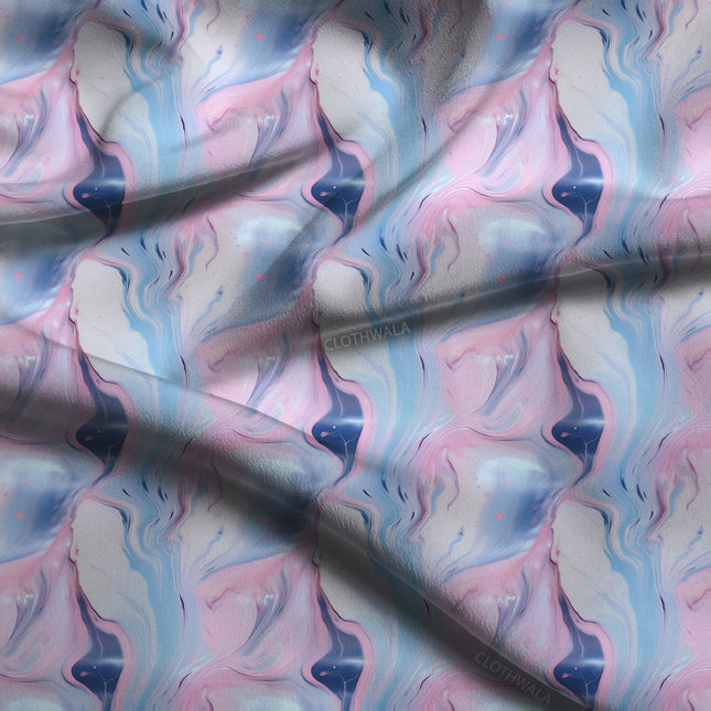 Luxury Serene Abstract Swirl Soft Crepe Printed Fabric