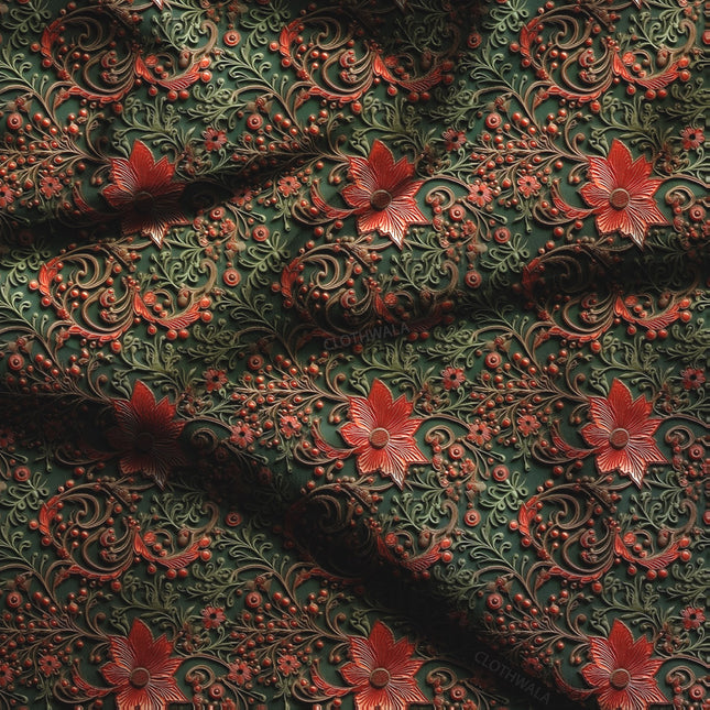 Bestseller Floral Baroque Whirl Soft Crepe Printed Fabric