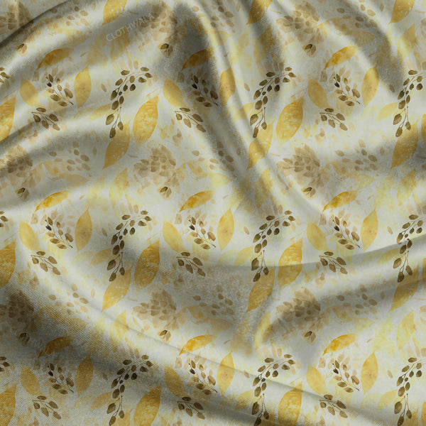 Limited Edition Autumn Botanical Leaves uSoft Satin Printed Fabric