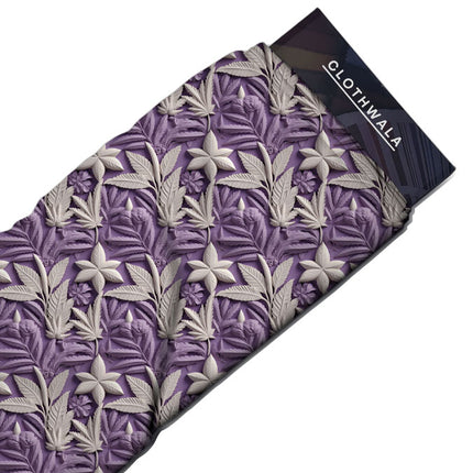 Latest Lavender Botanical Leaf Soft Crepe Printed Fabric
