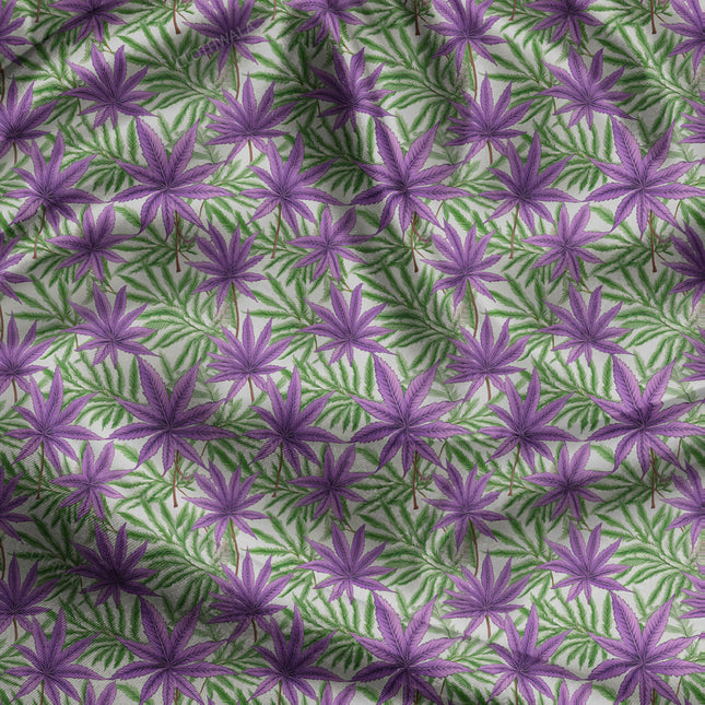 Hotpick Purple Botanical Elegance Passion Flora uSoft Satin Printed Fabric