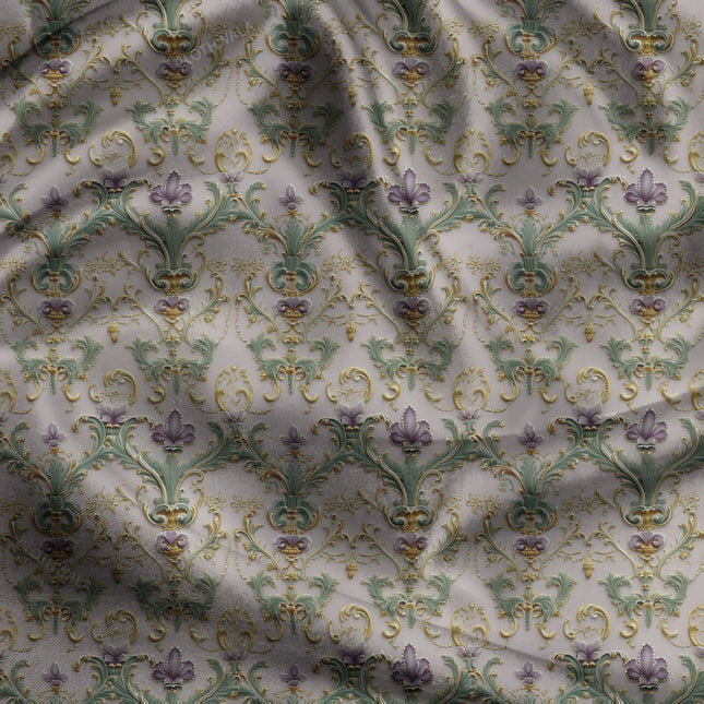 Must-Have Regal Victorian Floral Fleur Elegance uSoft Satin Printed Fabric