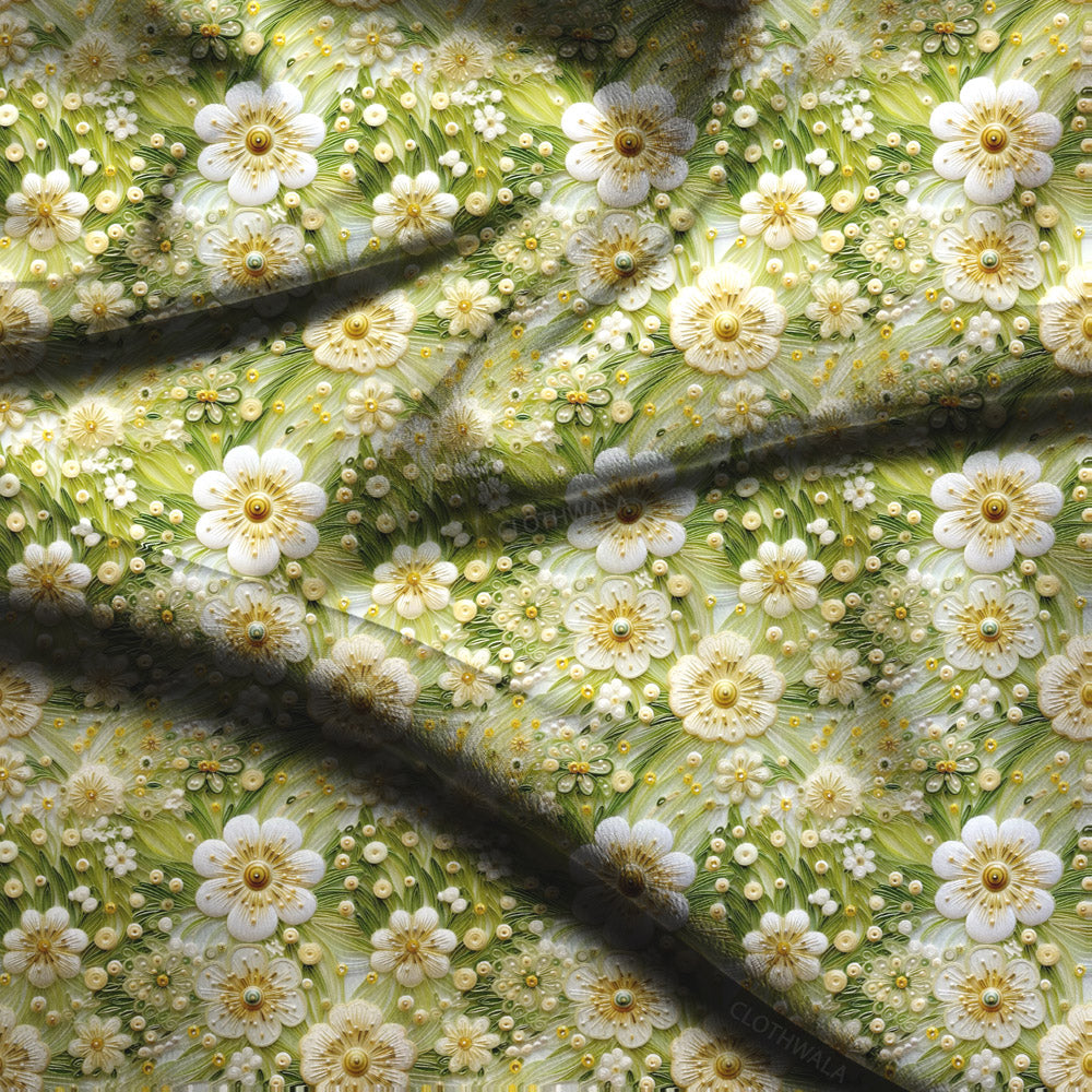 Limited Edition Floral Meadow Radiance Soft Crepe Printed Fabric
