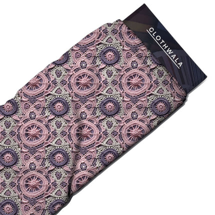 Hotpick Medallion Lace Crotchet Soft Crepe Printed Fabric