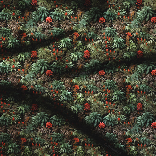 Bestseller Enchanted Nature-Inspired Forest Soft Crepe Printed Fabric