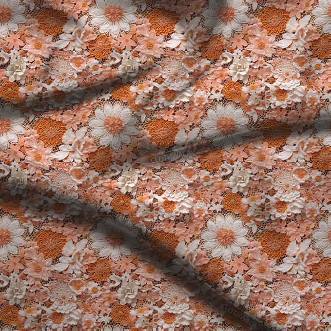Must-Have Coral Floral Lace Soft Crepe Printed Fabric