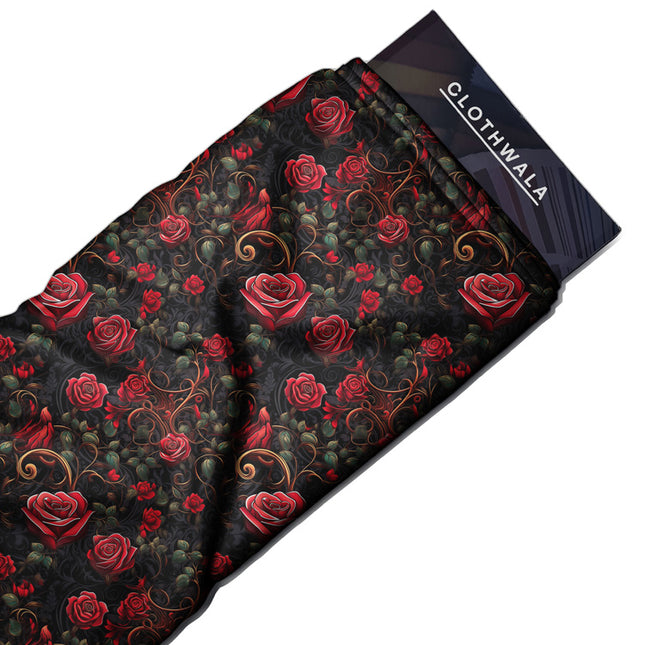 Bestseller Velvet Floral Rose uSoft Satin Printed Fabric