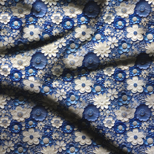 Hotpick Floral Midnight Floral Cascade Soft Crepe Printed Fabric