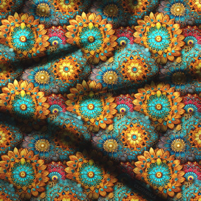 Exclusive Solar Floral Fusion Soft Crepe Printed Fabric