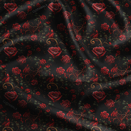 Bestseller Velvet Floral Rose uSoft Satin Printed Fabric