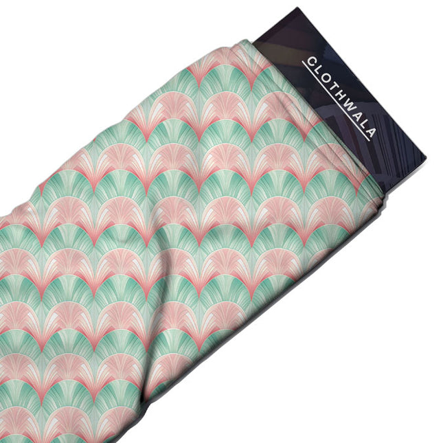 Trendy Geometric Floral Sunrise Soft Crepe Printed Fabric