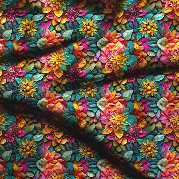 Exclusive Tropical Floral Petal Fiesta Soft Crepe Printed Fabric