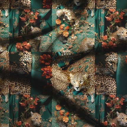 Elite Leopard's Animal/Floral. Eden Soft Crepe Printed Fabric
