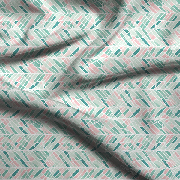 Trendy Coral Abstract Leaf Soft Crepe Printed Fabric