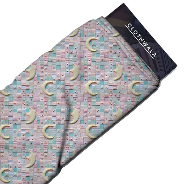 Elite Moonlit Geometric Dreams Soft Crepe Printed Fabric