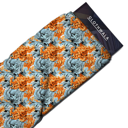 Trendy Floral Autumn Twist Soft Crepe Printed Fabric
