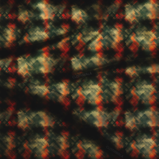 Latest Ember Abstract Mirage Soft Crepe Printed Fabric