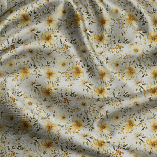 Bestseller Golden Floral Hour uSoft Satin Printed Fabric