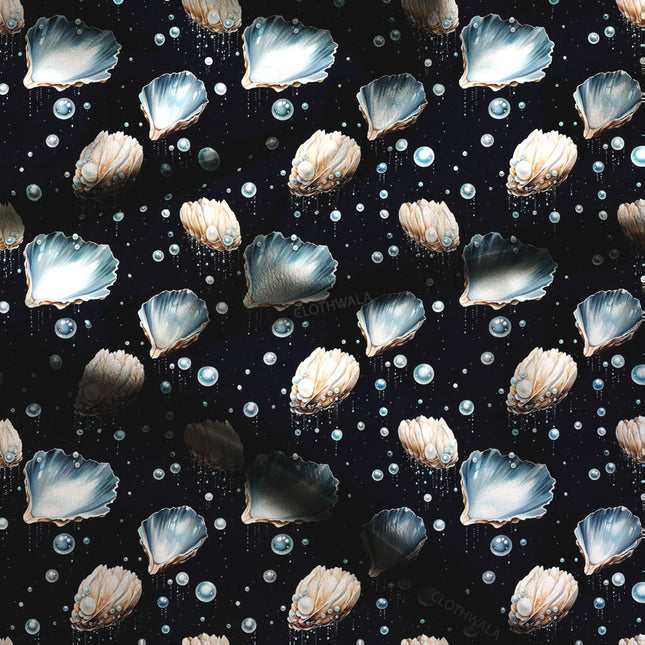 Latest Nautical - Underwater Elegance Pearl Dreams Soft Crepe Printed Fabric