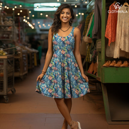 Exclusive Midnight Floral Botanicals Soft Crepe Printed Fabric