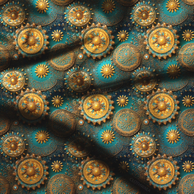 Exclusive Majestic Geometric Mandala Soft Crepe Printed Fabric