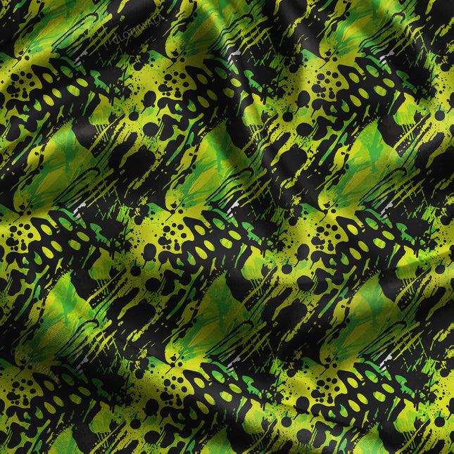 Trendy Neon Abstract Noir Fusion uSoft Satin Printed Fabric