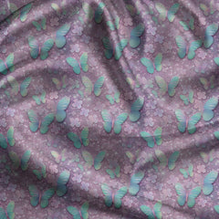 Trendy Floral Whimsical Wings uSoft Satin Printed Fabric