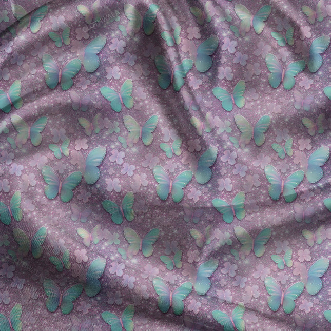 Trendy Floral Whimsical Wings uSoft Satin Printed Fabric