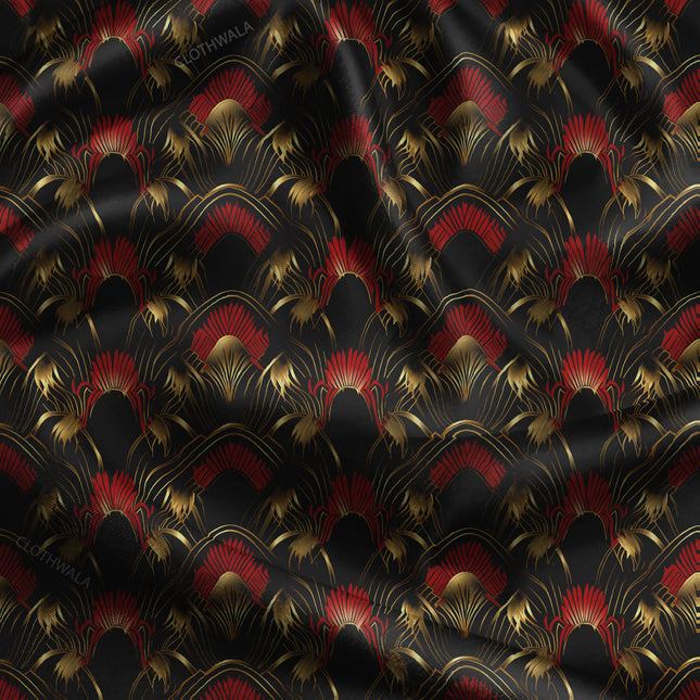 Hotpick Sunset Deco Gatsby Glamour uSoft Satin Printed Fabric