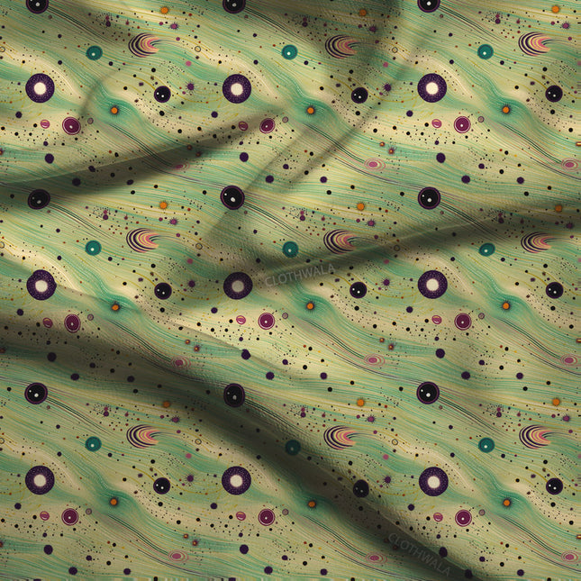 Must-Have Cosmic Whimsical Abstract Polka Rhythm Soft Crepe Printed Fabric